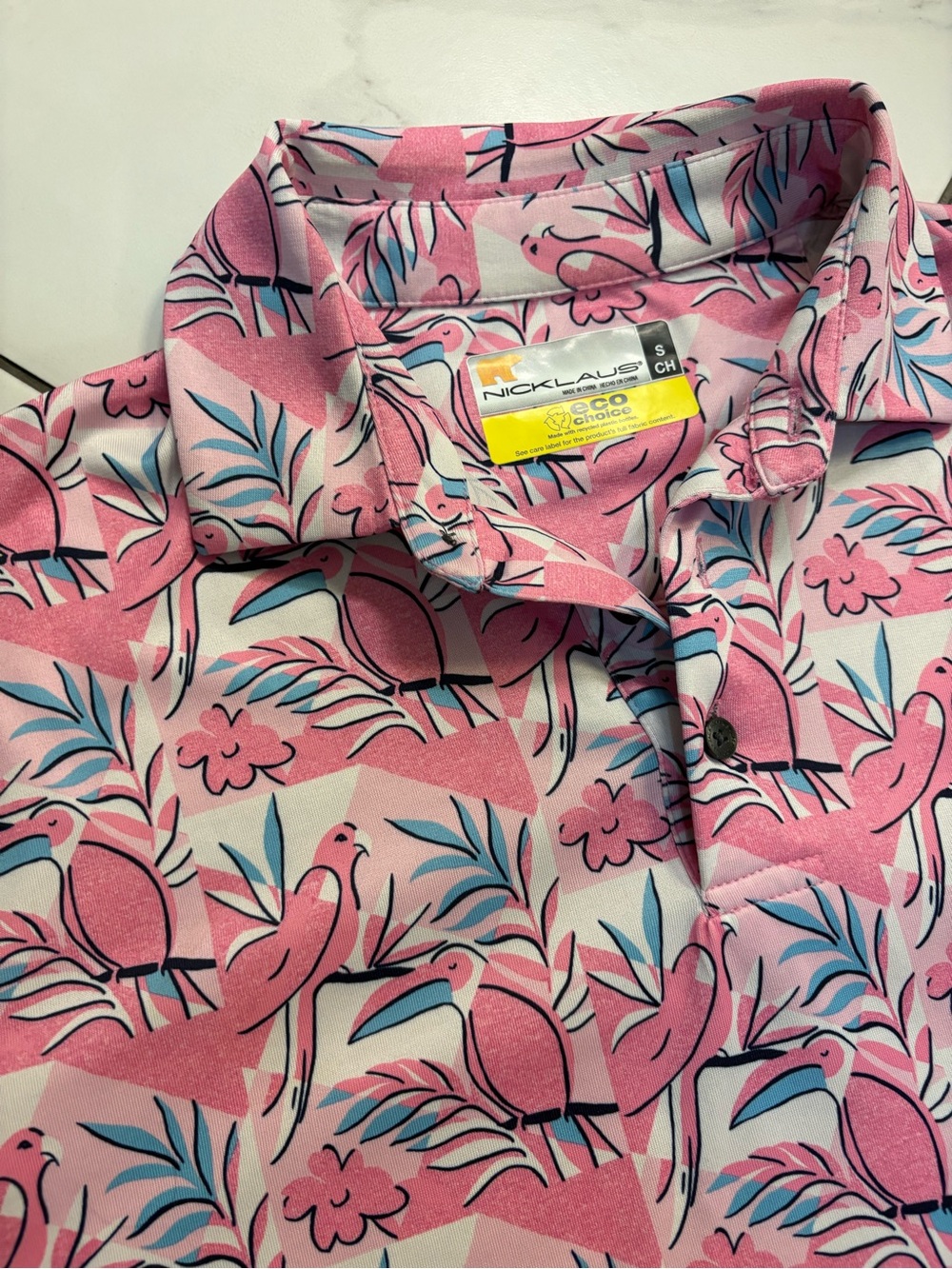 Jack Nicklaus Pink Bird Polo Golf Shirt